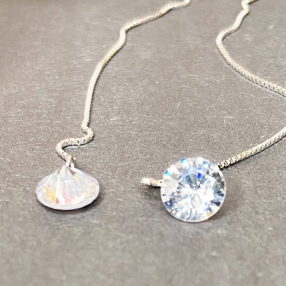 Silver Tassels Long Drop Crystal Vintage Earrings - Picture 4 of 8